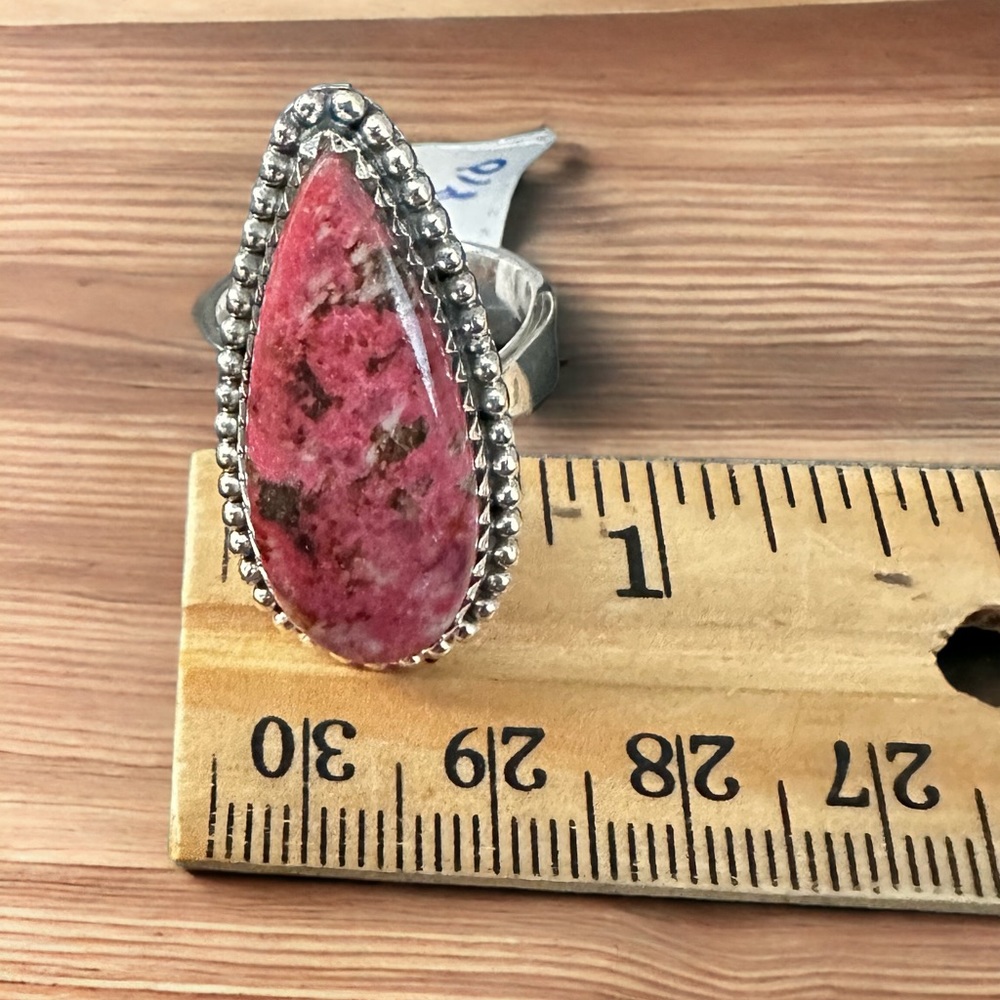 Rhodonite Solid Sterling Silver Ring - Picture 3 of 9